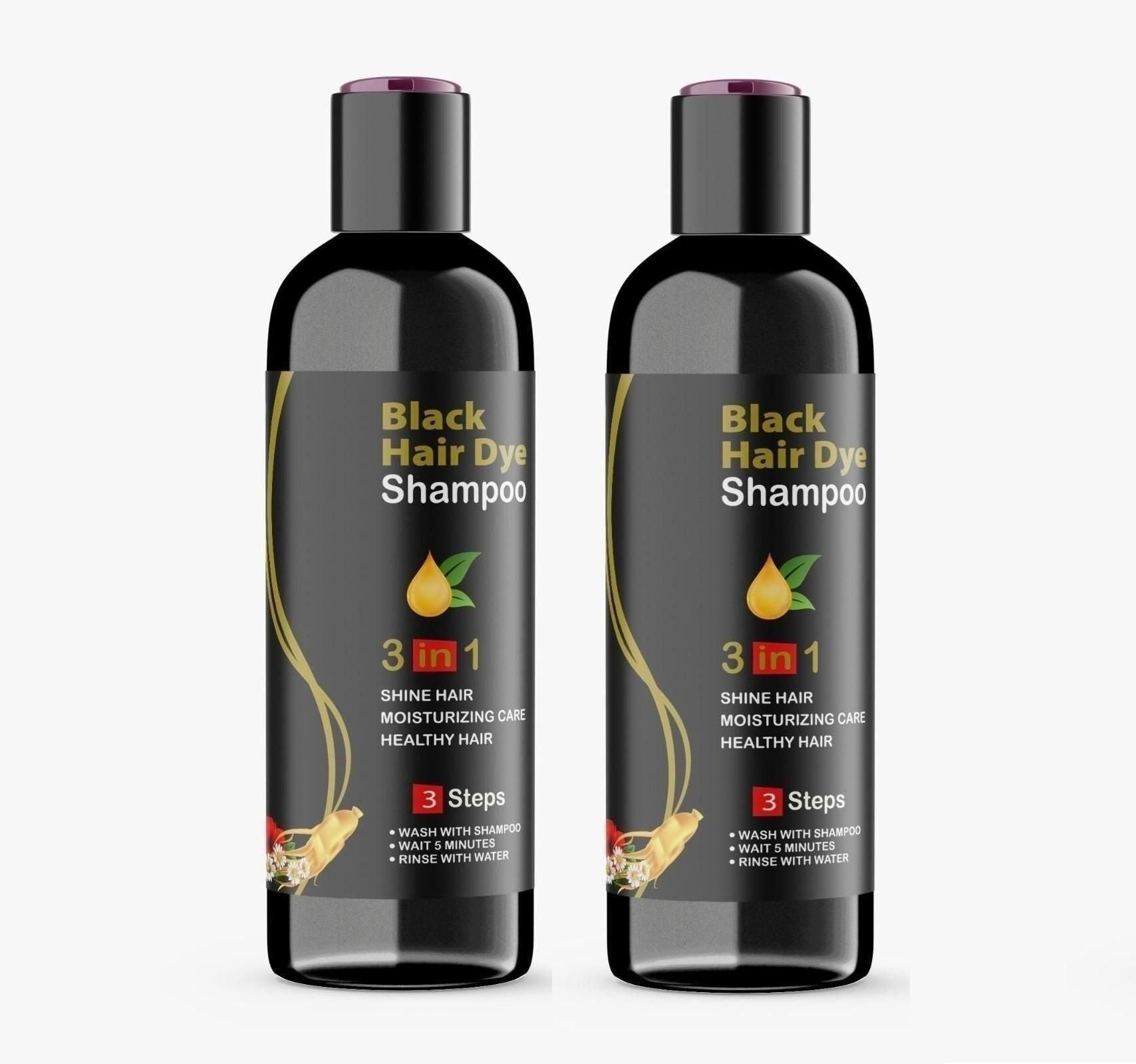 BLOSDREAM Black Hair Shampoo 3 in 1 (Pack of 2)