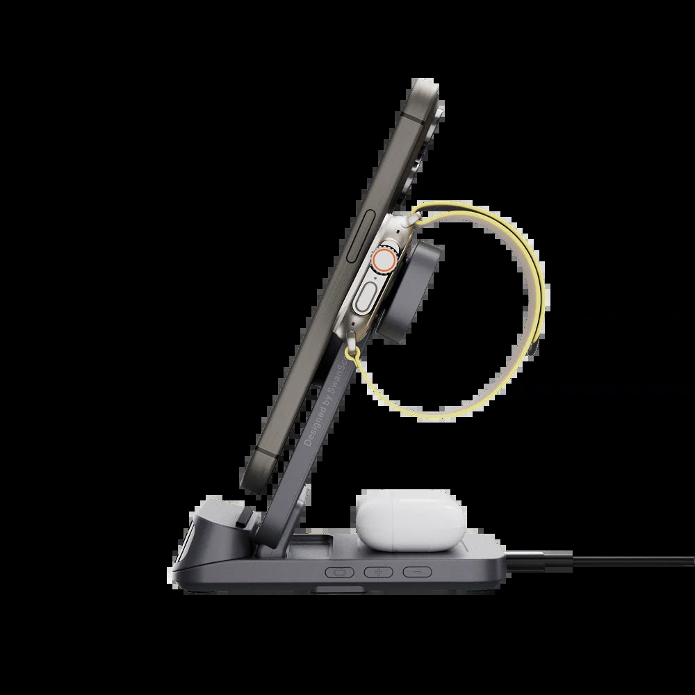 708M - 3 in 1 Magnetic Wireless Charger for Apple with Clock